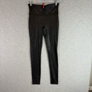 Spanx faux leather leggings womens small black pull on
